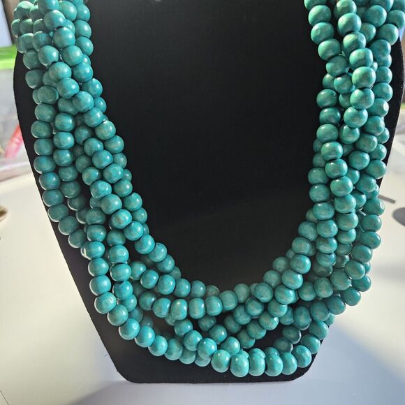 Unbranded Jewelry - **Last Chance!! Final Sale** Turquoise Colored Wooden Braided Beaded 31.5"